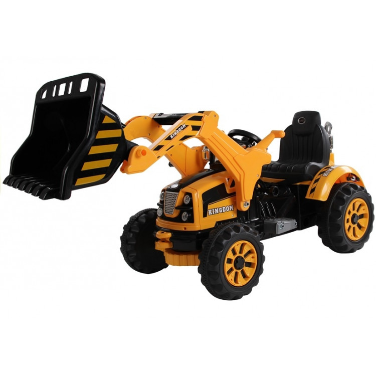 Elektrický traktor s naberačkou - žltý